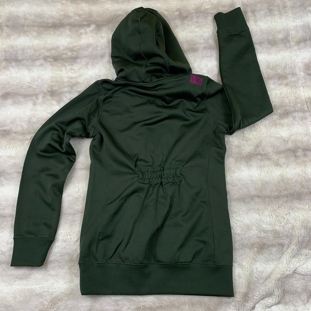Volcom Vodder Long Hydro Pullover Green Half Zip Hoodie Zebra Print‎ Hood Small - Picture 9 of 11